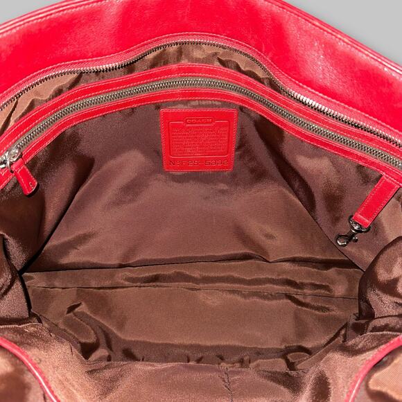 Coach Red Leather Tote Shoulder Bag - Picture 6 of 6